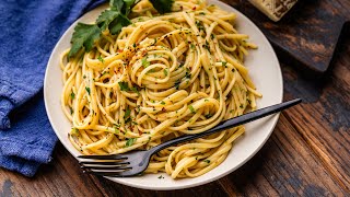 LINGUINE AGLIO E OLIO  Best 15 Minute Pasta Recipe [upl. by Nivrek815]