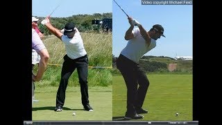 Jon Rahm golf swing  Long Iron faceon amp downtheline July 2017 [upl. by Lexerd]