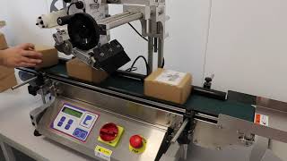 LAB8020 automatic carton labeler box labelling machine top labeler ashesive label applicator [upl. by Boff]