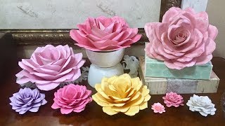 DIY Easy Paper Roses any size no templates needed [upl. by Atikihs]