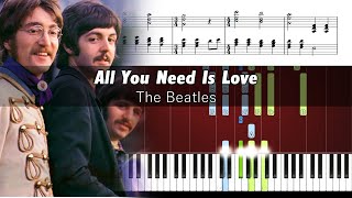 The Beatles  All You Need Is Love  Piano Tutorial  SHEETS [upl. by Yrolam]