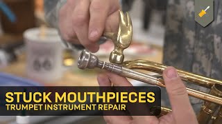 How to fix a stuck trumpet mouthpiece  Instrument Repair at Home [upl. by Hoem]