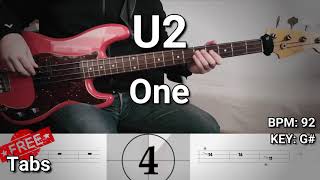 U2  One Bass Cover Tabs [upl. by Urd290]