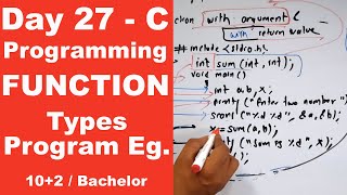 Functions types with Program example in C  Day 27  Readersnepal [upl. by Enaywd]