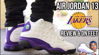 AIR JORDAN 13 RETRO LAKER  REVIEW  ON FEET [upl. by Piper]