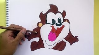 Dibujando y Pintando a Demonio De Tasmania Looney Tunes Drawing and painting a Tasmanian Devil [upl. by Enitsuj]