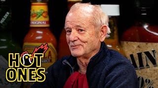 Bill Murray Doesn’t Flinch While Eating Spicy Wings  Hot Ones [upl. by Zenda]