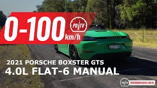 2021 Porsche 718 Boxster GTS 40 manual 0100kmh amp engine sound [upl. by Noissap]