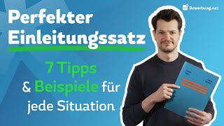 Bewerbung Einleitungssatz  Perfekter erster Satz  Beispiele [upl. by Ennaitak]