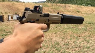 FN FNP 45 Tactical Silencerco Osprey Suppressor Trijicon RMR Wet vs Dry Suppressor Test [upl. by Natala582]