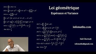 LOI GÉOMÉTRIQUE ESPÉRANCE VARIANCE [upl. by Joceline]