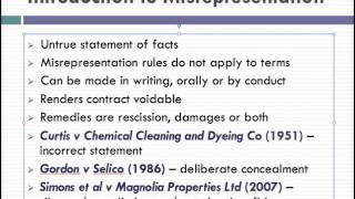 Misrepresentation Lecture 1 of 4 [upl. by Haimerej]