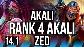 AKALI vs ZED MID  Rank 4 Akali 6 solo kills 1000 games 1937 Rank 23  NA Challenger  141 [upl. by Ajna]