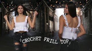 DIY FRILLY CROP TOP  how to crochet a ruffle crop top in one day 💫 [upl. by Jari]