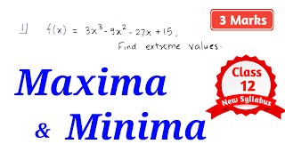 Application of Derivatives  Maxima and Minima  0304 Marks  HSC12th Science Commerce amp Arts [upl. by Aniham663]