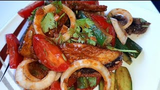 Sousli Baqlajon Salat Tayyorlash ✅ Салат из Баклажанов 👌 Eggplant Salad [upl. by Amick476]