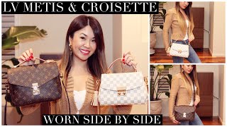 LOUIS VUITTON Pochette Metis amp Croisette Comparison Worn Side by Side [upl. by Eluk]