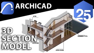 3D Section Model in Archicad 25 [upl. by Ethelda]