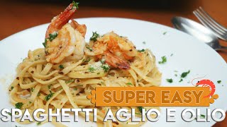 Easiest Aglio e Olio Pasta with Shrimp  5 ingredients Pasta Recipe [upl. by Roxana]